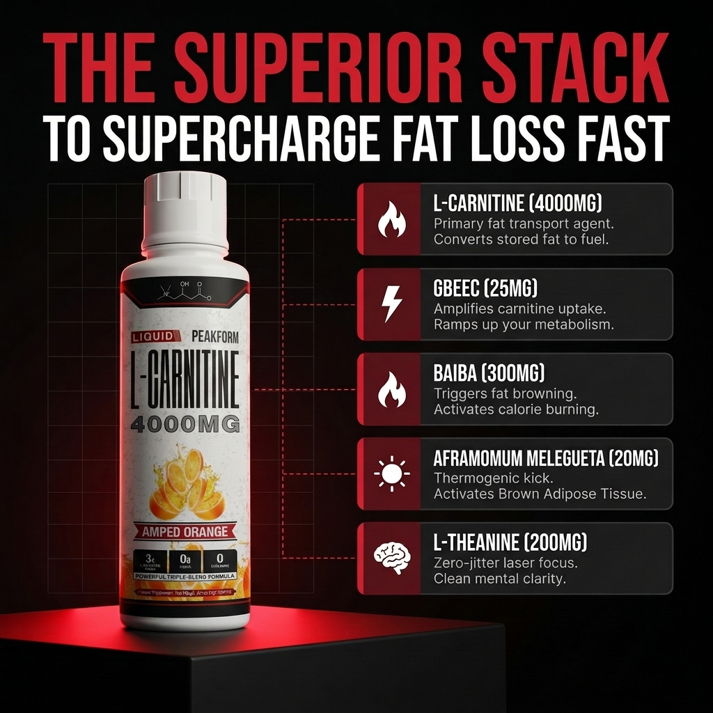 PeakForm SHRED 4000™ Liquid Carnitine Complex | Burn Fat 3X Faster