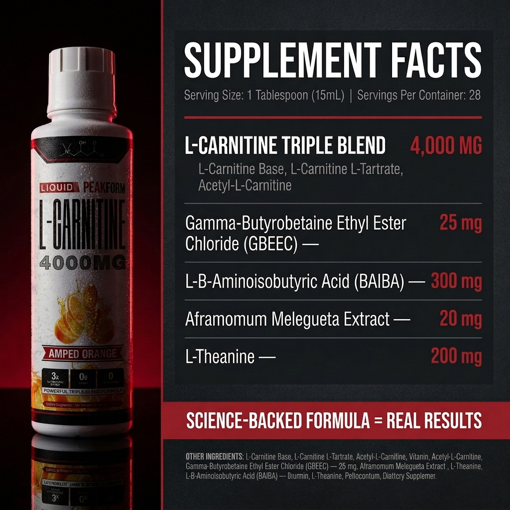 PeakForm SHRED 4000™ Liquid Carnitine Complex | Burn Fat 3X Faster
