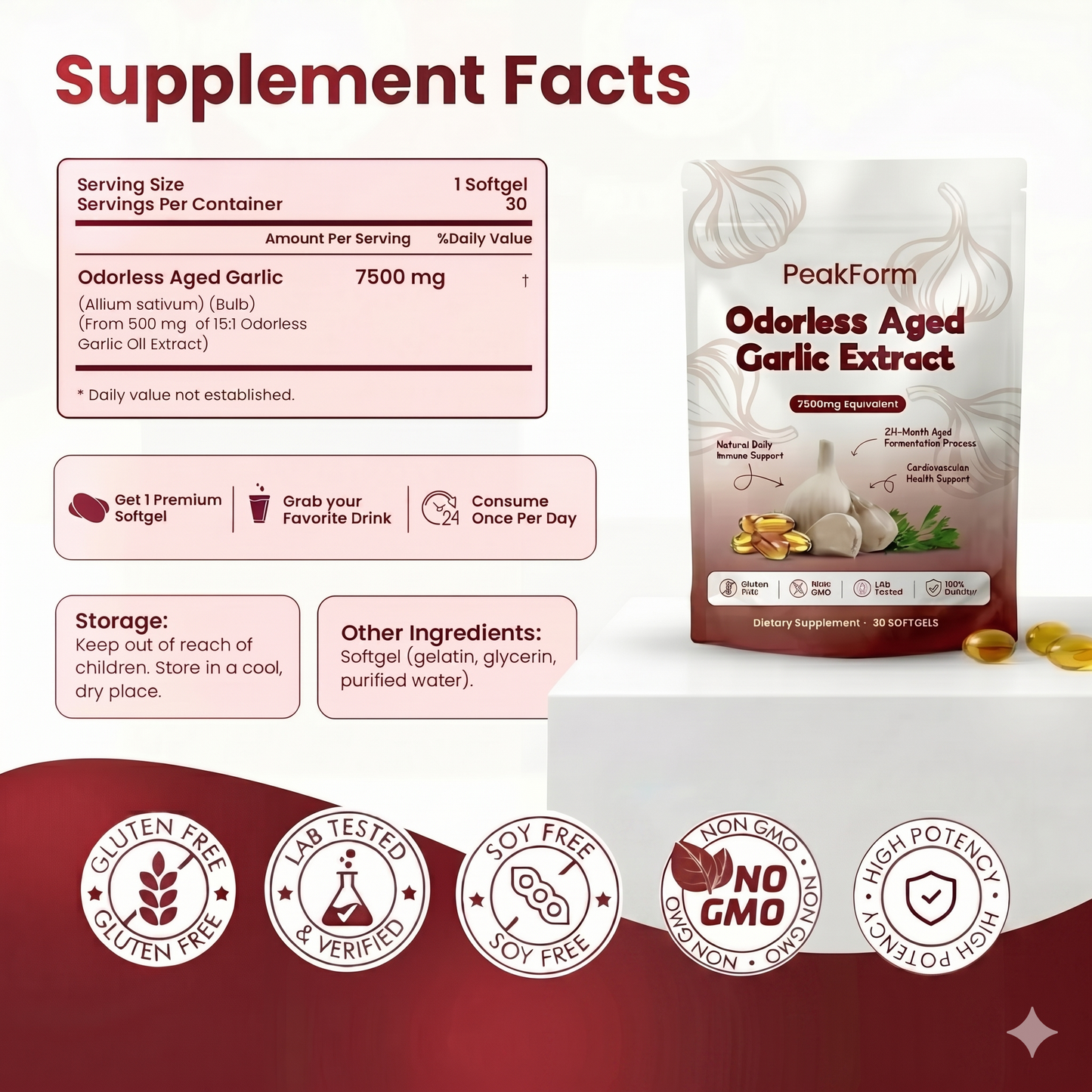AGED GARLIC EXTRACT - 7500MG ODORLESS SOFTGELS